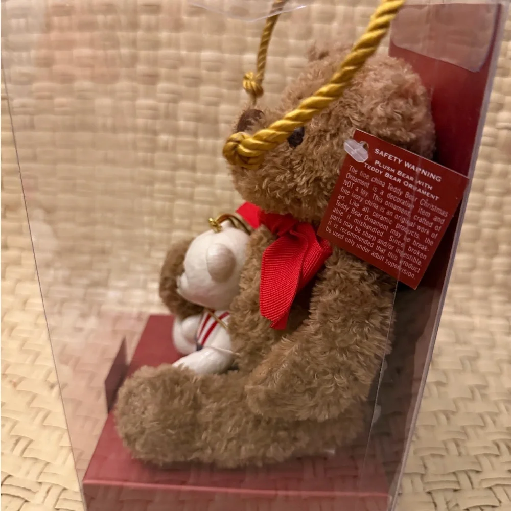 Lenox 100th Anniversary Brown and White Teddy Bear Set with Red Bow NIB